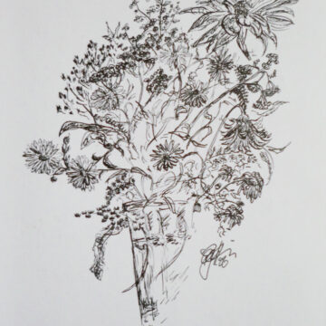 Blumenstillleben, Tusche, 14,8x21 cm, 2000